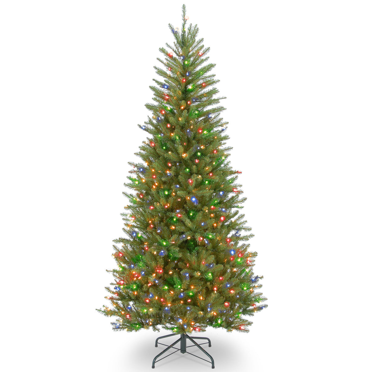 7.5 ft. Pre-Lit Dunhill Fir Slim Tree with Multicolor Lights, Plug-In