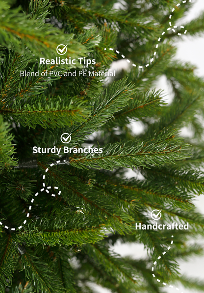 9' King Fraser Fir Slim Artificial Christmas Tree with 900 Warm White & Multi-Color LED Lights