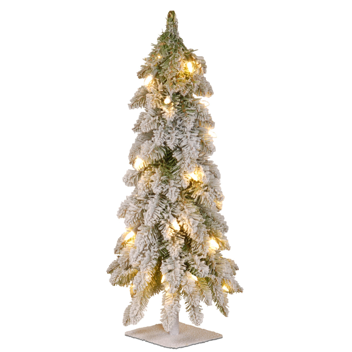 2 ft. Pre-Lit Snowy Downswept Forest Tree with Clear Lights, Plug-In