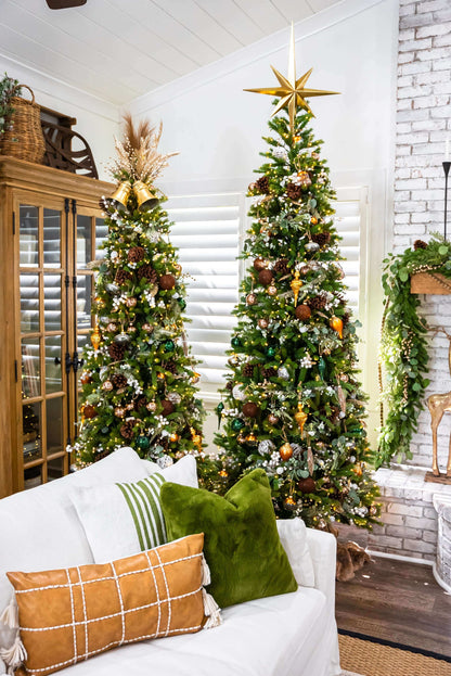 9' King Fraser Fir Slim Artificial Christmas Tree with 900 Warm White & Multi-Color LED Lights
