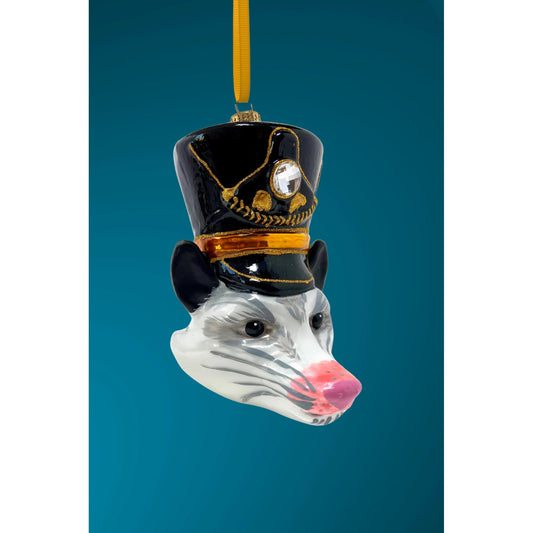 KRG Opossum Head Polish Glass Ornament, 5"