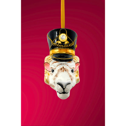 KRG Ram Head Polish Glass Ornament, 5"