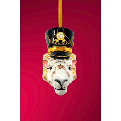KRG Ram Head Polish Glass Ornament, 5"