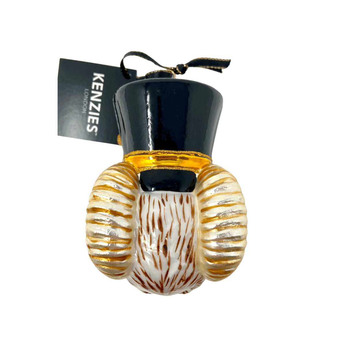 KRG Ram Head Polish Glass Ornament, 5"
