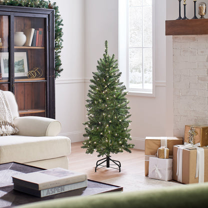 4.5 ft. Pre-Lit Kingswood Fir Pencil Tree with Clear Lights, Plug-In