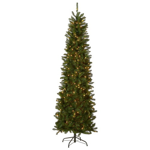 7.5 ft. Pre-Lit Kingswood Fir Pencil Tree with Clear LED Lights, Plug-In
