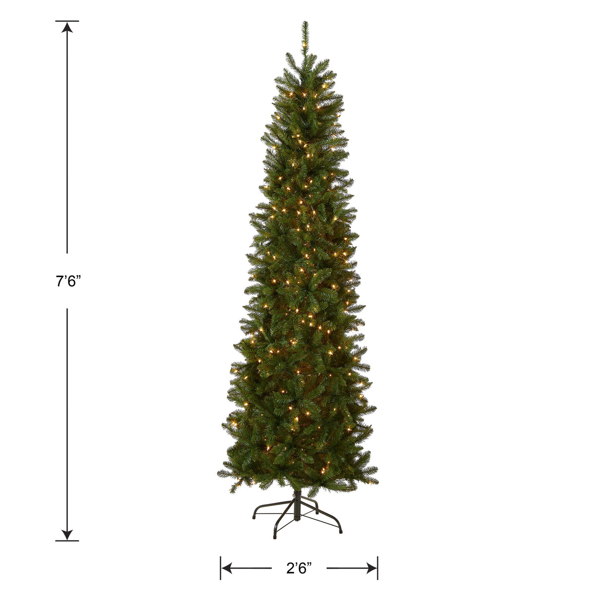 7.5 ft. Pre-Lit Kingswood Fir Pencil Tree with Clear LED Lights, Plug-In