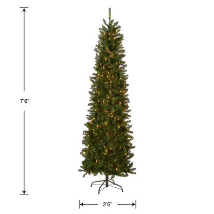 7.5 ft. Pre-Lit Kingswood Fir Pencil Tree with Clear LED Lights, Plug-In