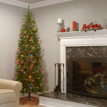 6.5 ft. Pre-Lit Kingswood Fir Pencil Tree with Multicolor LED Lights, Plug-In