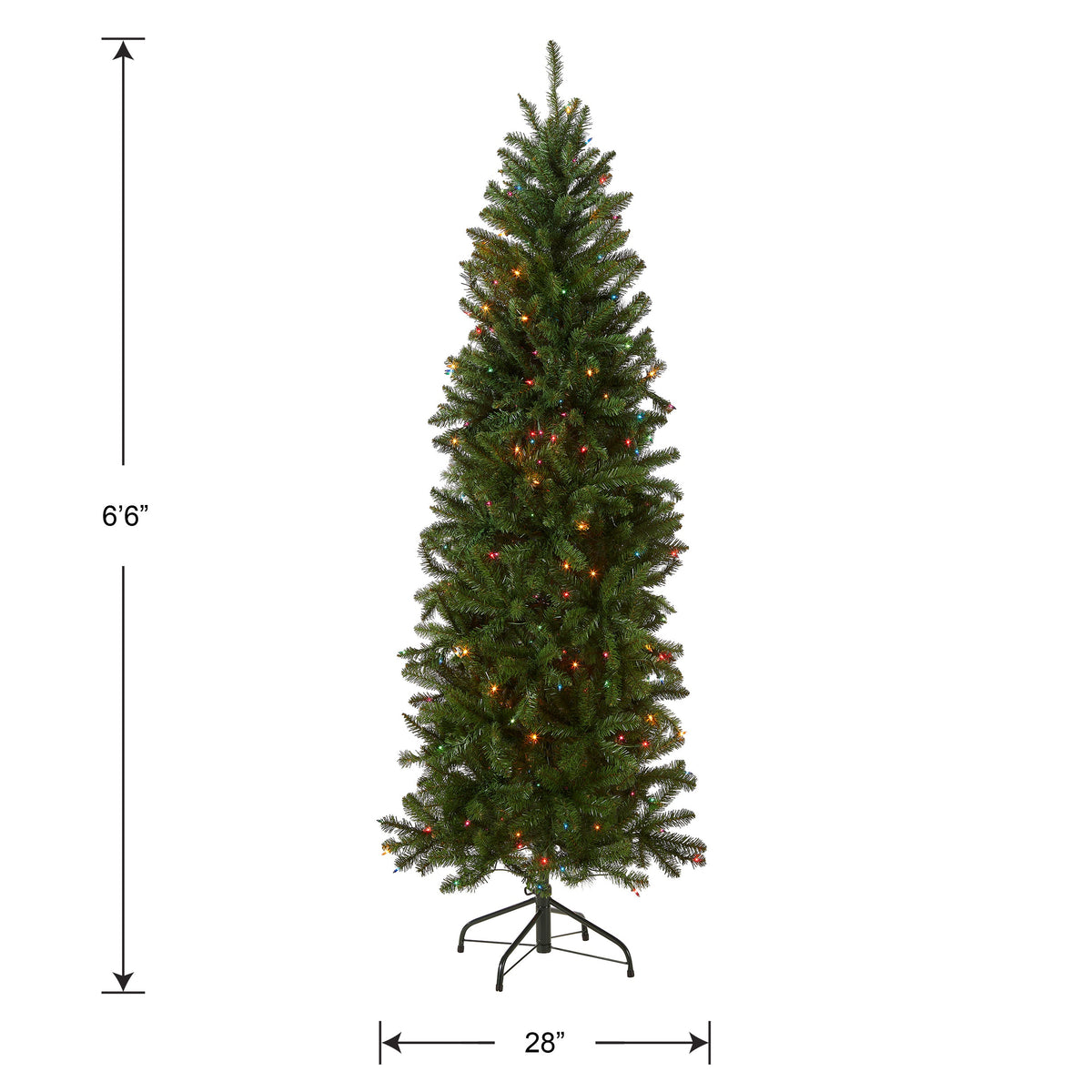 6.5 ft. Pre-Lit Kingswood Fir Pencil Tree with Multicolor LED Lights, Plug-In