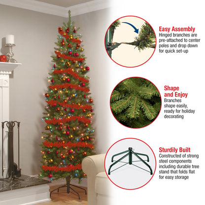 7 ft. Pre-Lit Kingswood Fir Pencil Tree with Multicolor LED Lights, Plug-In