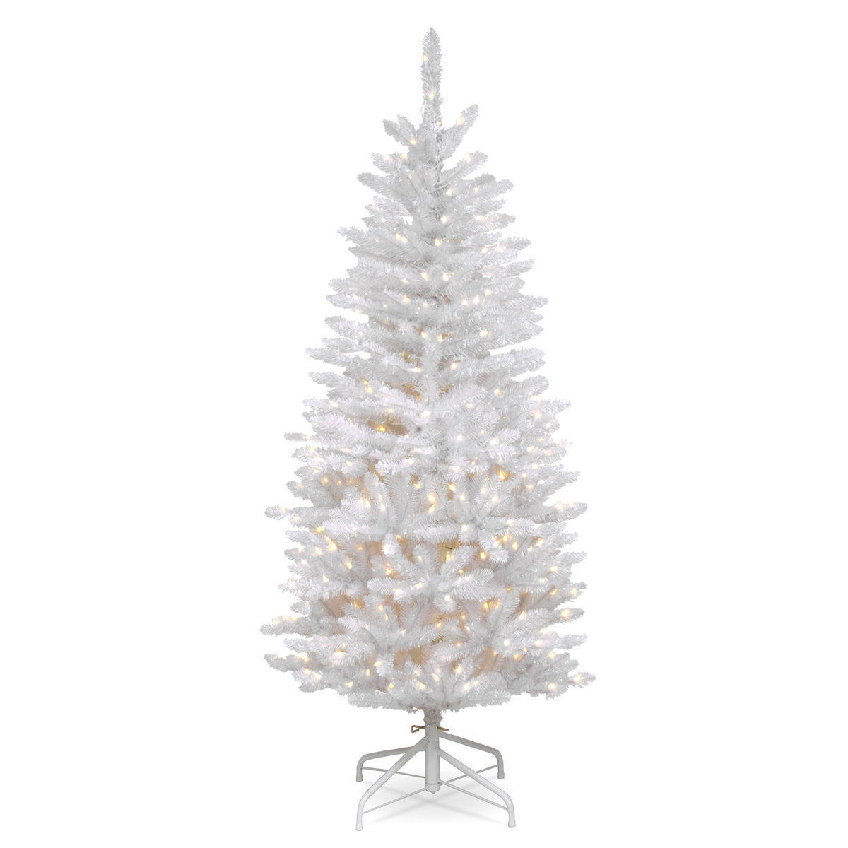 4.5 ft. Pre-Lit Kingswood Fir White Pencil Tree with Clear Lights, Plug-In