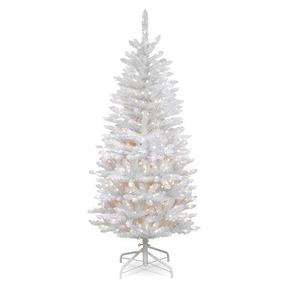 4.5 ft. Pre-Lit Kingswood Fir White Pencil Tree with Clear Lights, Plug-In