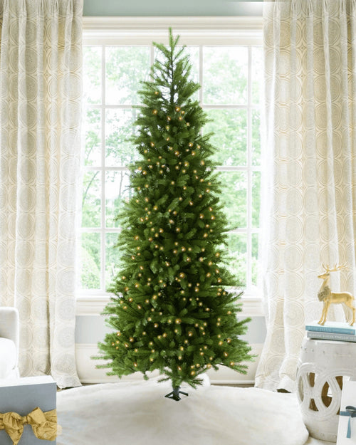 6.5' King Fraser Fir Slim Artificial Christmas Tree with 600 Warm White LED Lights