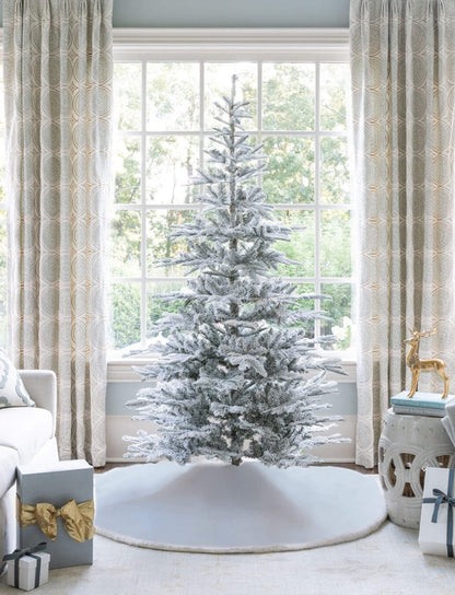7' King Noble Flock Artificial Christmas Tree with 500 Warm White LED Lights
