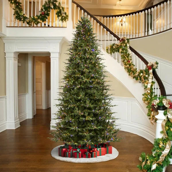 🎄 Leilonie Flocked Pre-Lit Fir Artificial Christmas Tree with Multi-Function LED Lights, Remote & Foot Pedal