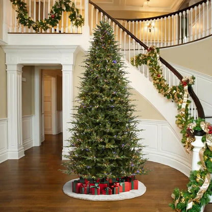🎄 Leilonie Flocked Pre-Lit Fir Artificial Christmas Tree with Multi-Function LED Lights, Remote & Foot Pedal