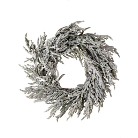 Real Touch Flocked Norfolk PN Wreath, 24"