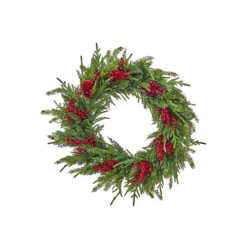 Natural Touch w/Berry Wreath, 32" (Green Red)
