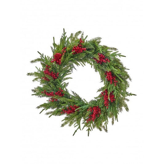 Natural Touch w/Berry Wreath, 32" (Green Red)
