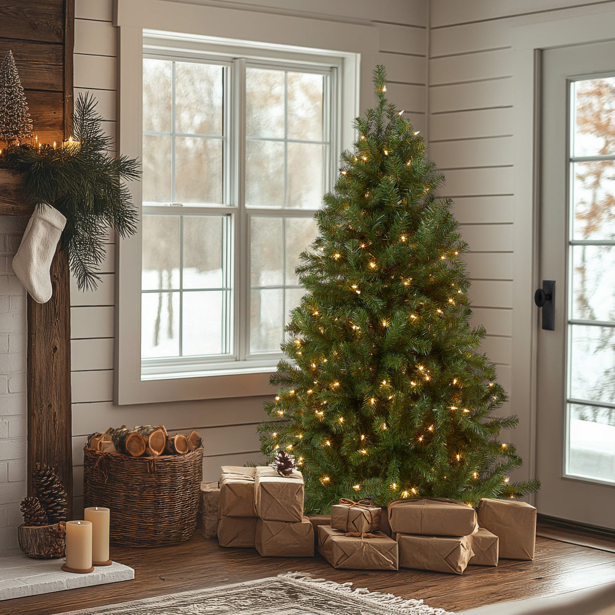 5 ft. Pre-Lit North Valley Spruce Tree with Clear LED Lights, Plug-In