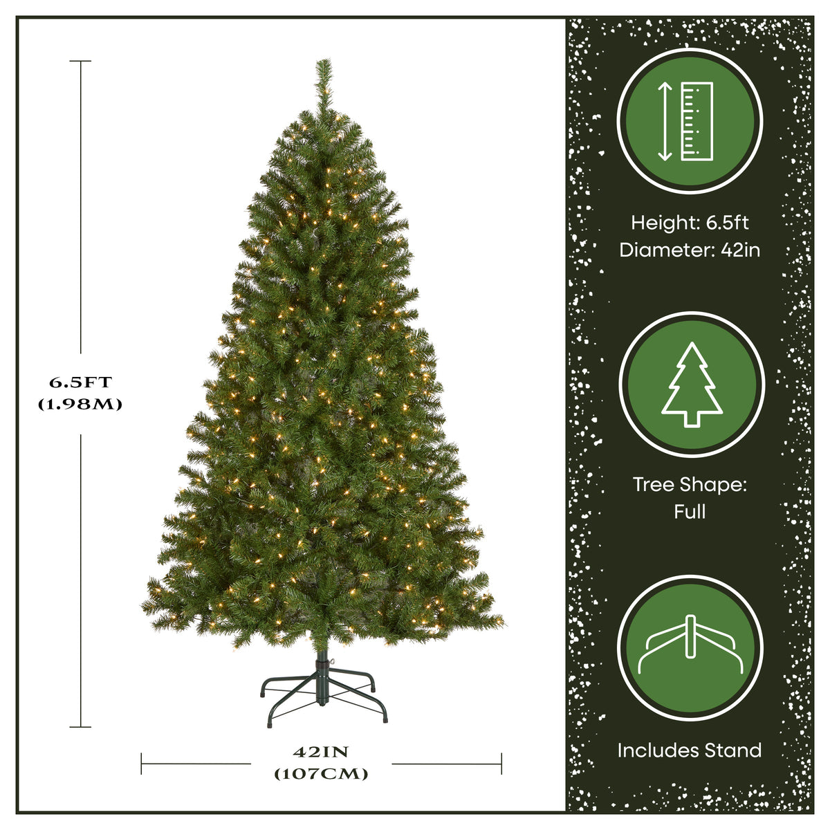 6.5 ft. Pre-Lit North Valley Spruce Full Tree with Clear Lights, Plug-In