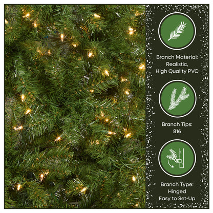 6.5 ft. Pre-Lit North Valley Spruce Full Tree with Clear Lights, Plug-In