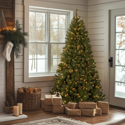7.5 ft. Pre-Lit North Valley Spruce Tree with Dual Color LED Lights, Plug-In