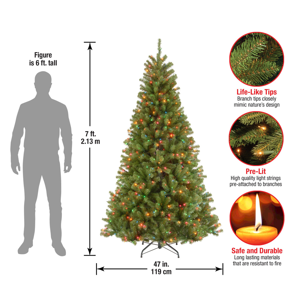 7 ft. Pre-Lit North Valley Spruce Tree with Multicolor Lights, Plug-In