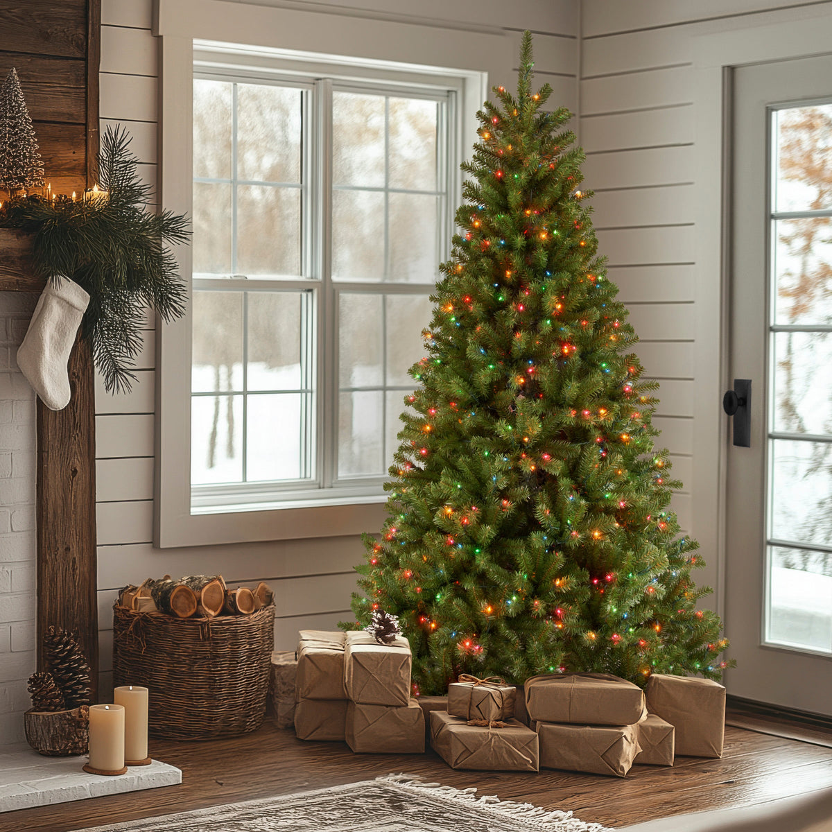 7 ft. Pre-Lit North Valley Spruce Tree with Multicolor Lights, Plug-In