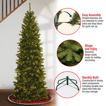 6.5 ft. Pre-Lit North Valley Spruce Pencil Slim Tree with Clear Lights, Plug-In