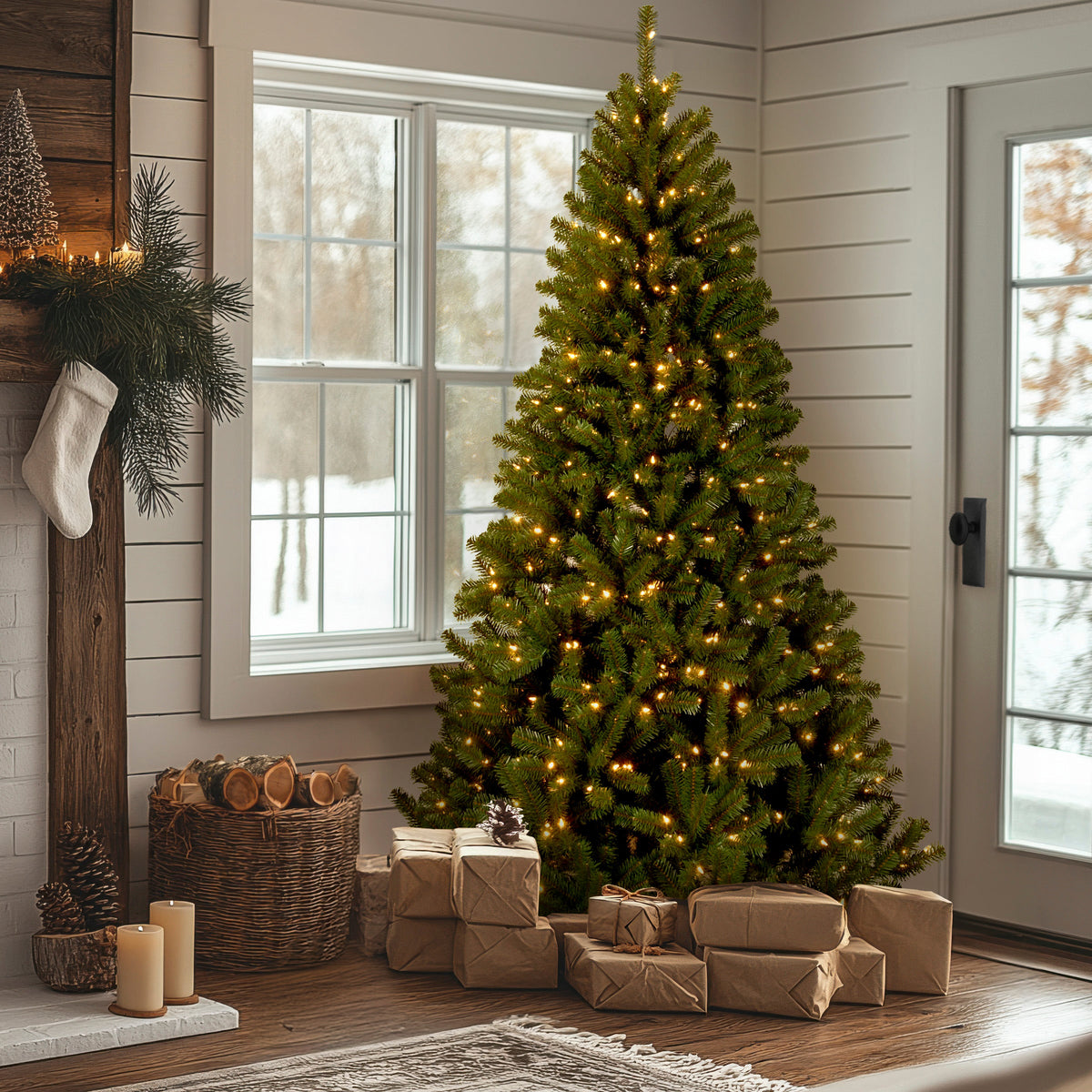 9 ft. Pre-Lit North Valley Spruce Tree with  PowerConnect Dual Color LED Lights, Plug-In