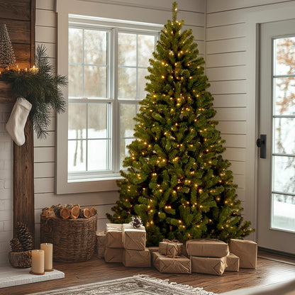 9 ft. Pre-Lit North Valley Spruce Tree with  PowerConnect Dual Color LED Lights, Plug-In