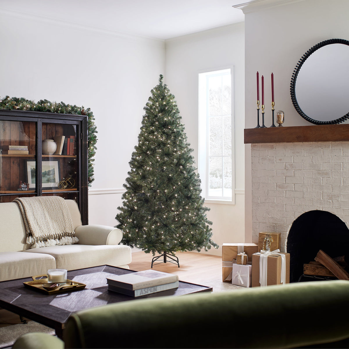 7.5 ft. Pre-Lit North Valley Spruce Blue Tree with Clear Lights, Plug-In