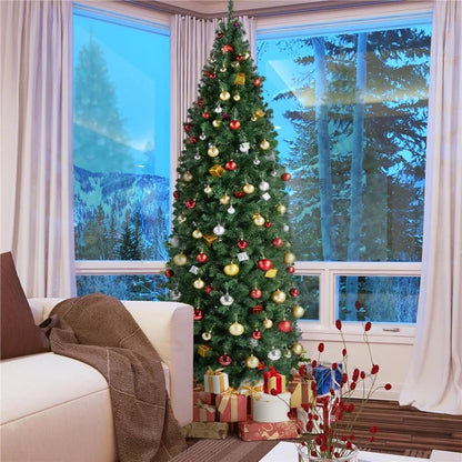 🎄 Nyle Pencil Pre-Lit Spruce Artificial Christmas Tree with Integrated Warm Lights & Folding Stand