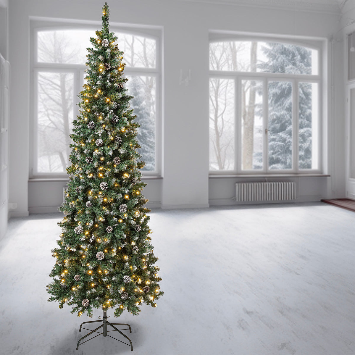 7.5 ft. Pre-Lit Oakley Hills Slim Tree with LED Lights, Plug-In