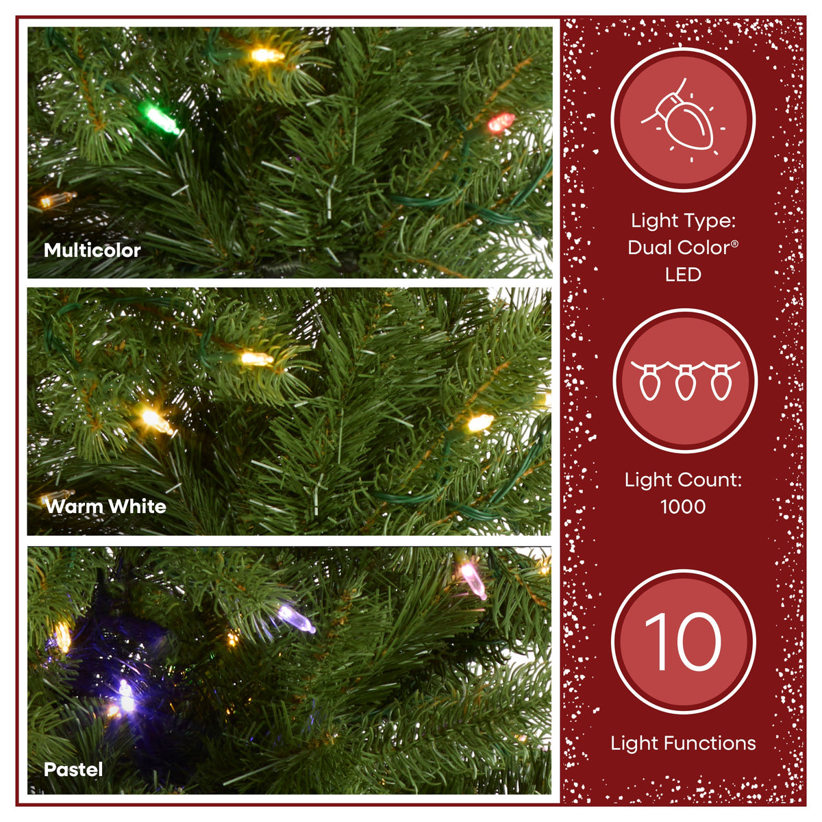 10 ft. Pre-Lit Downswept Douglas Fir Hinged Tree with Dual Color LED Lights, Plug-In