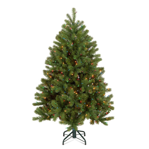 4.5 ft. Pre-Lit Downswept Douglas Fir Hinged Tree with Multicolor Lights, Plug-In