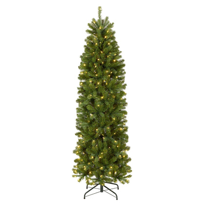 7 ft. Pre-Lit Downswept Douglas Fir Pencil Slim Tree with Dual Color LED Lights, Plug-In