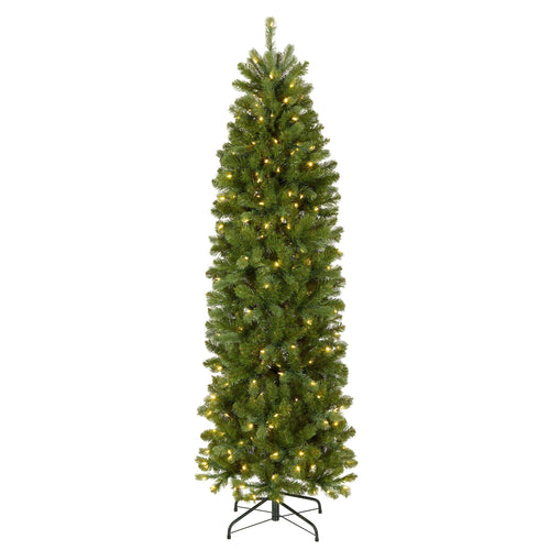 7 ft. Pre-Lit Downswept Douglas Fir Pencil Slim Tree with Dual Color LED Lights, Plug-In