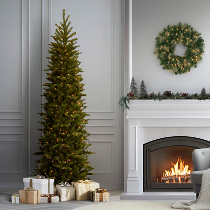 7.5 ft. Pre-Lit Grande Fir Pencil Slim Tree with Clear Lights, Plug-In