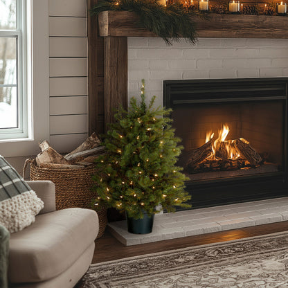 3 ft. Pre-Lit Hampton Spruce Tree with Clear Lights, Plug-In