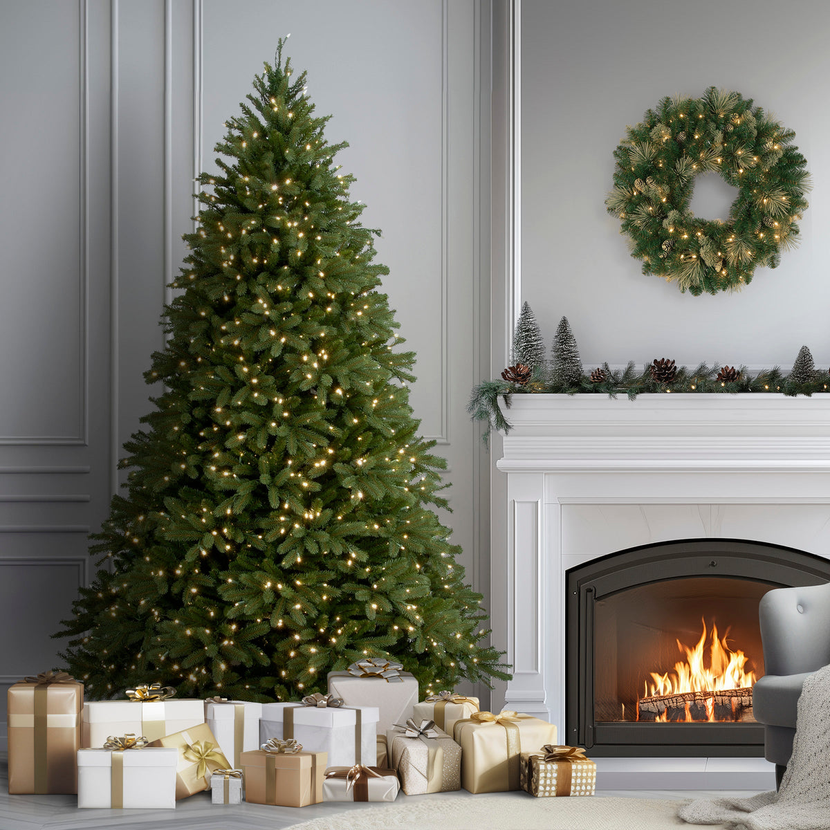 7.5 ft. Pre-Lit Jersey Fraser Fir Tree with Clear Lights, Plug-In