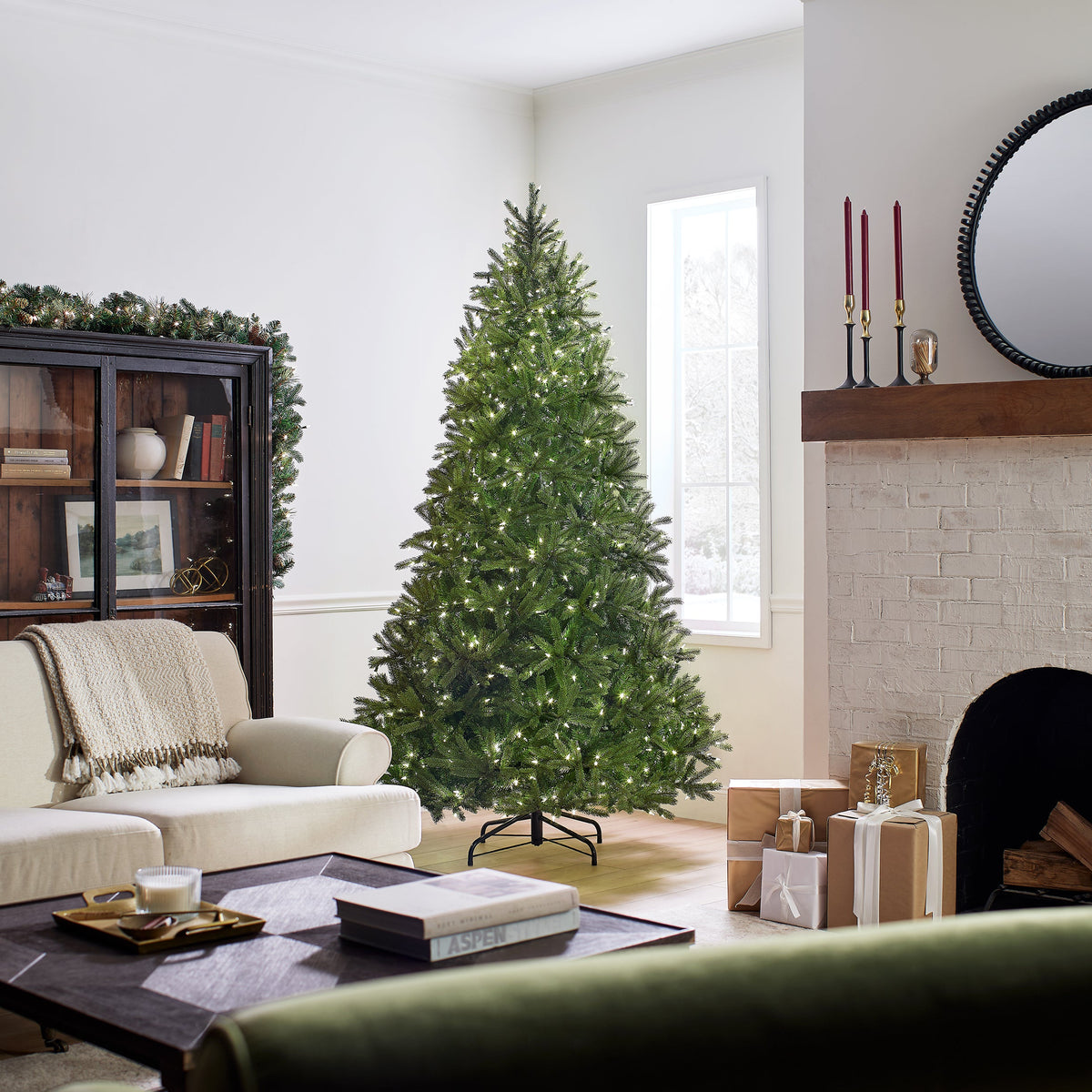 7.5 ft. Pre-Lit Jersey Fraser Fir Medium Tree with Dual Color LED Lights, Plug-In