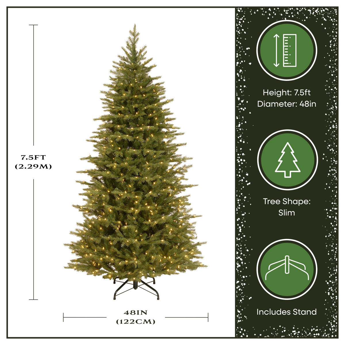 7.5 ft. Pre-Lit Nordic Spruce Slim Tree with Clear Lights, Plug-In