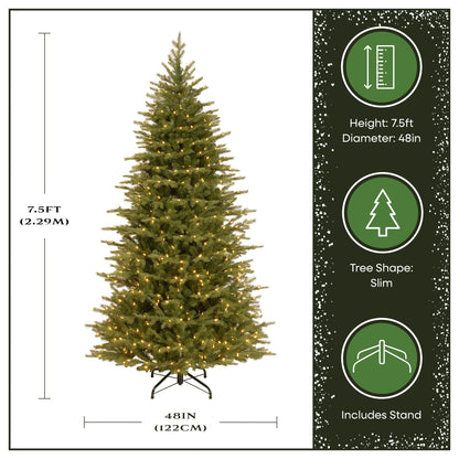 7.5 ft. Pre-Lit Nordic Spruce Slim Tree with Clear Lights, Plug-In