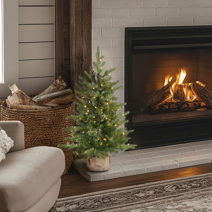 3 ft. Pre-Lit Nordic Spruce Tree with Clear Lights, Plug-In