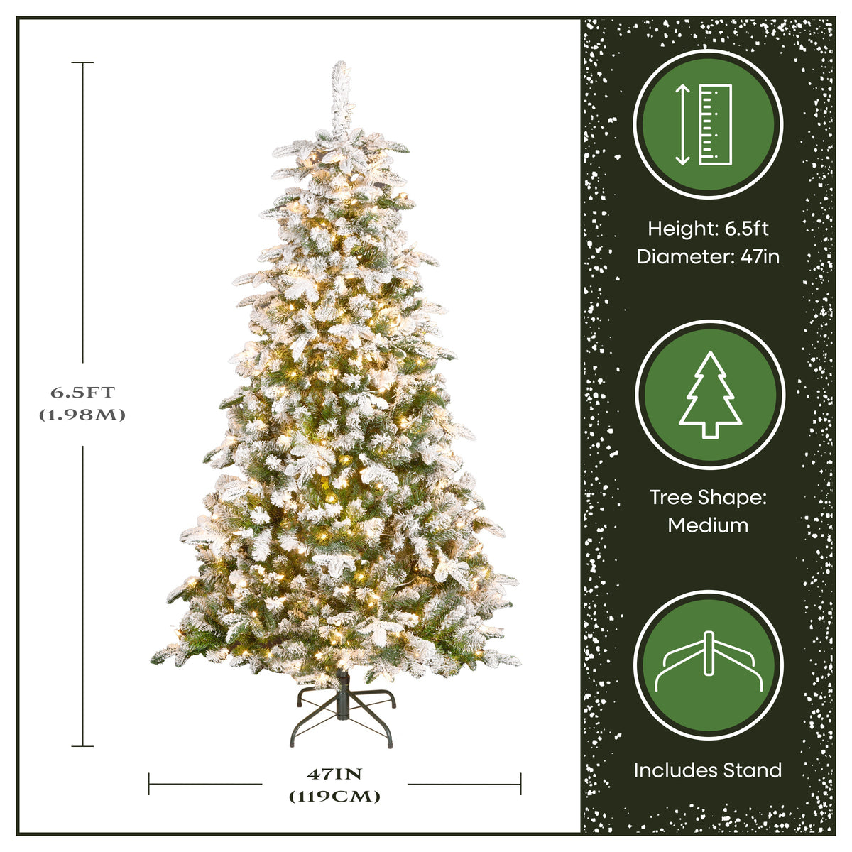 6.5 ft. Pre-Lit Snowy Everest Fir Medium Tree with Clear Lights, Plug-In