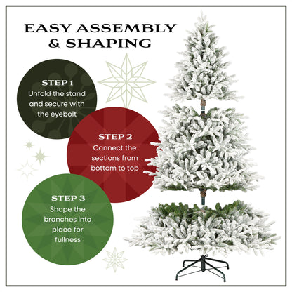 6.5 ft. Pre-Lit Snowy Everest Fir Medium Tree with Clear Lights, Plug-In