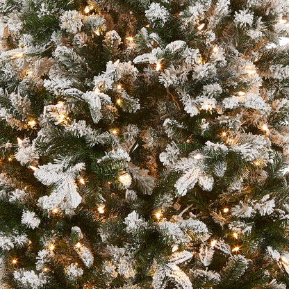 9 ft. Pre-Lit Snowy Everest Fir Medium Tree with Clear Lights, Plug-In